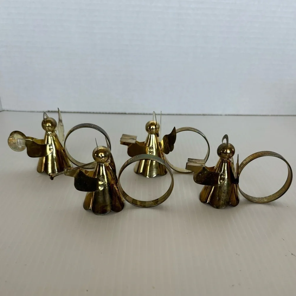 Vintage Christmas Gold Tone Angel Napkin Ring Holders  Lot of 8